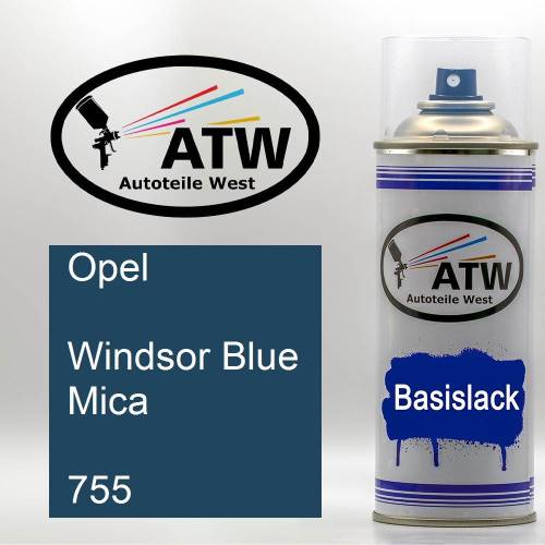 Opel, Windsor Blue Mica, 755: 400ml Sprühdose, von ATW Autoteile West.